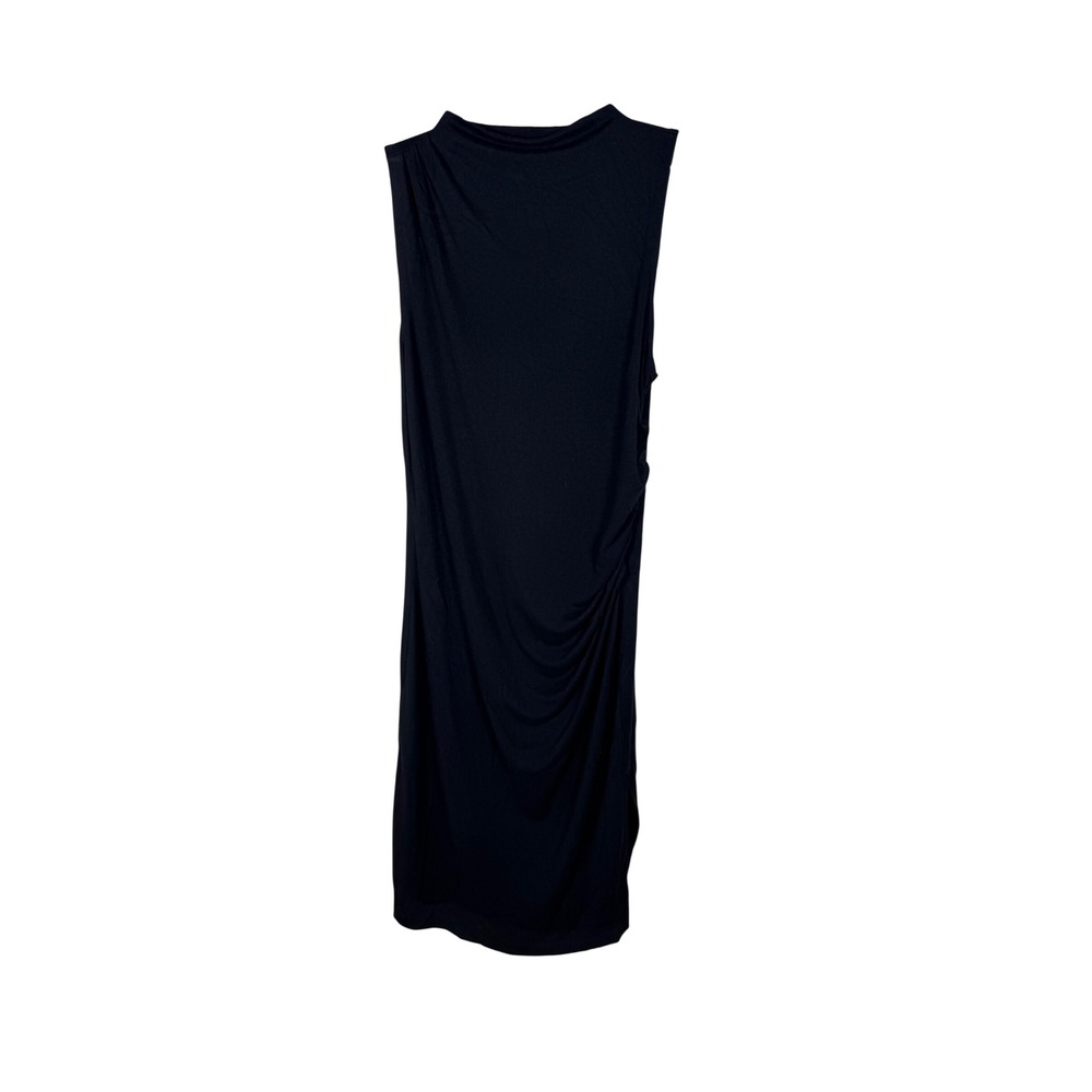 Banana Republic Soft Luxe Black Ruched Midi Dress XL High Neck Sleeveless